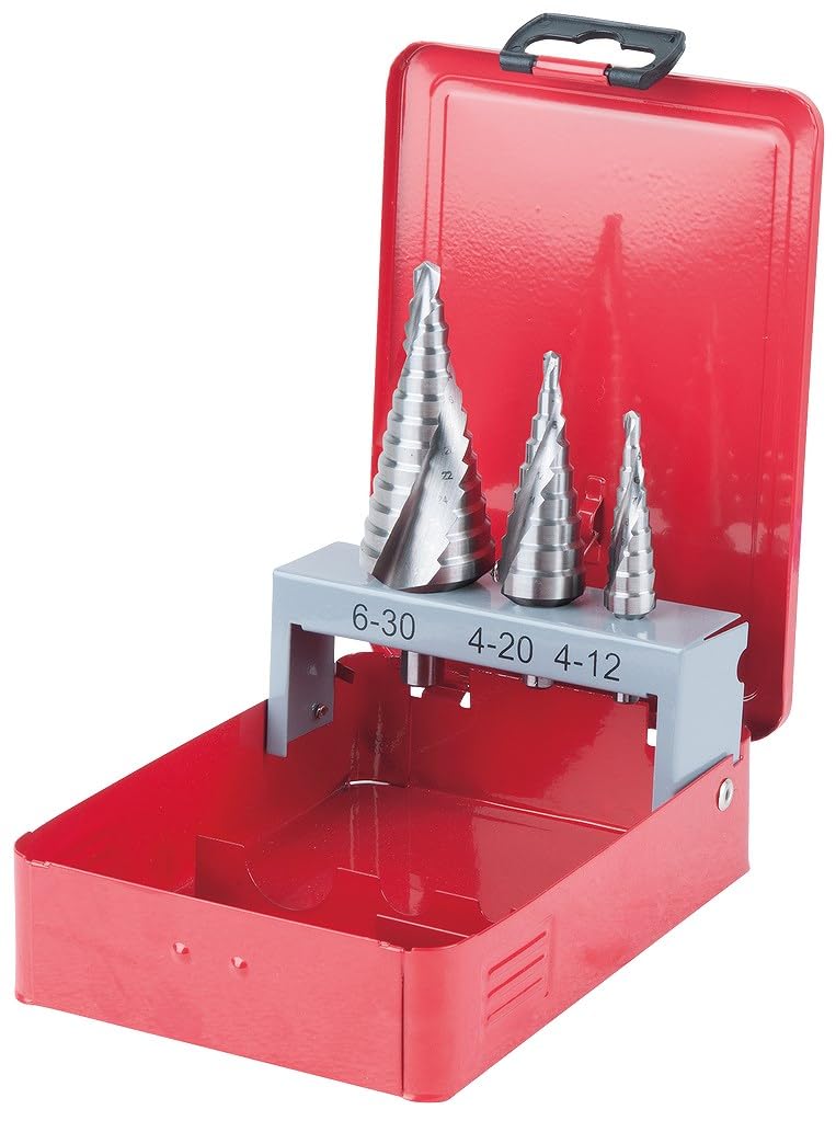 KS Tools 330.2413 Juego de brocas escalonadas HSS Co 5 en casete de chapa de acero 3 pzs