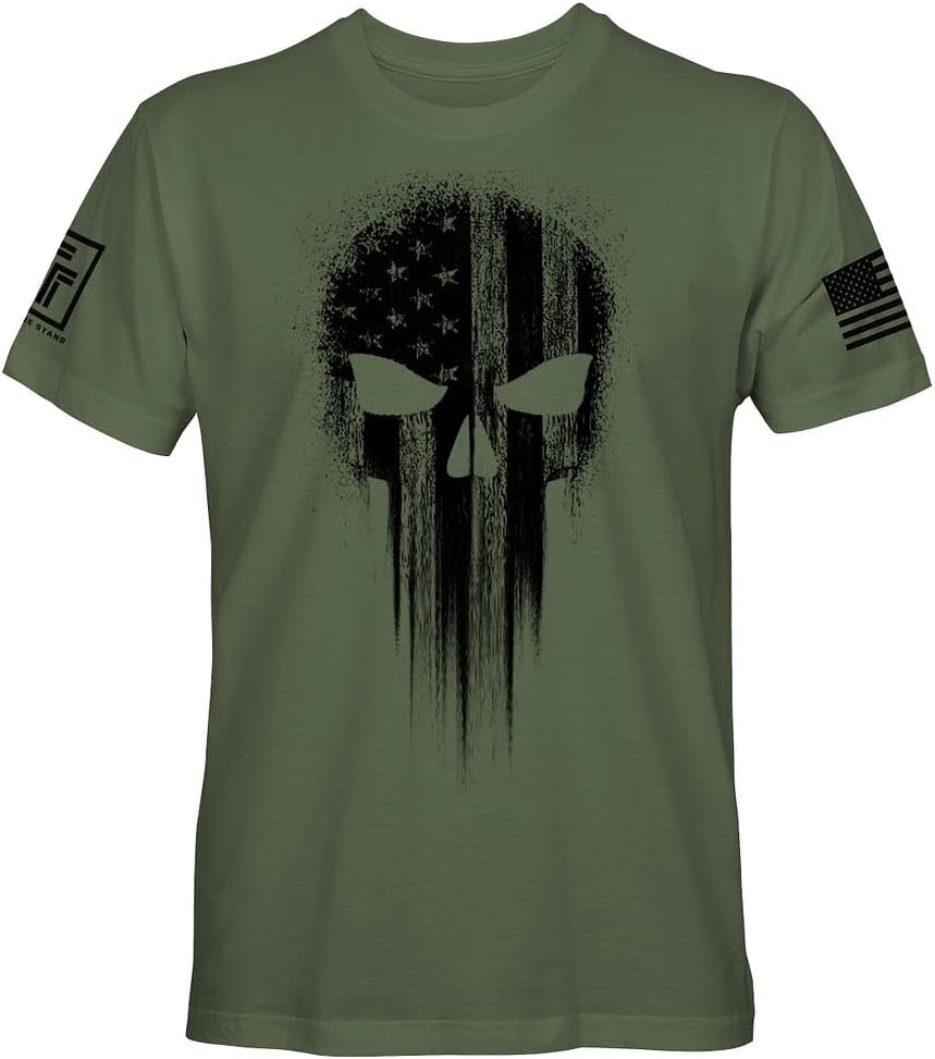 USA Military American Flag Black Skull Patriotic Men's Apparel