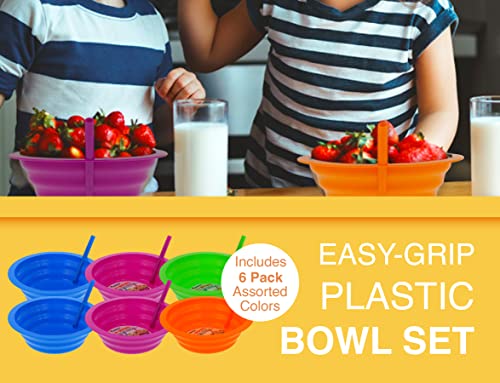 Arrow Home Products Sip-A-Bowl Set, 22Oz, 6Pk - Bpa Free Straw Bowls For Kids To Sip Up Every Drop Without The Mess -Made In The Usa, Great For Cereal, Ice Cream, Soup, Milk-Blue, Pink, Green, Orange #TOP7
