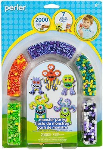 Perler Beads Monster Party Fusion Beads and Pegboard Kid's Activity Kit, 2000pcs