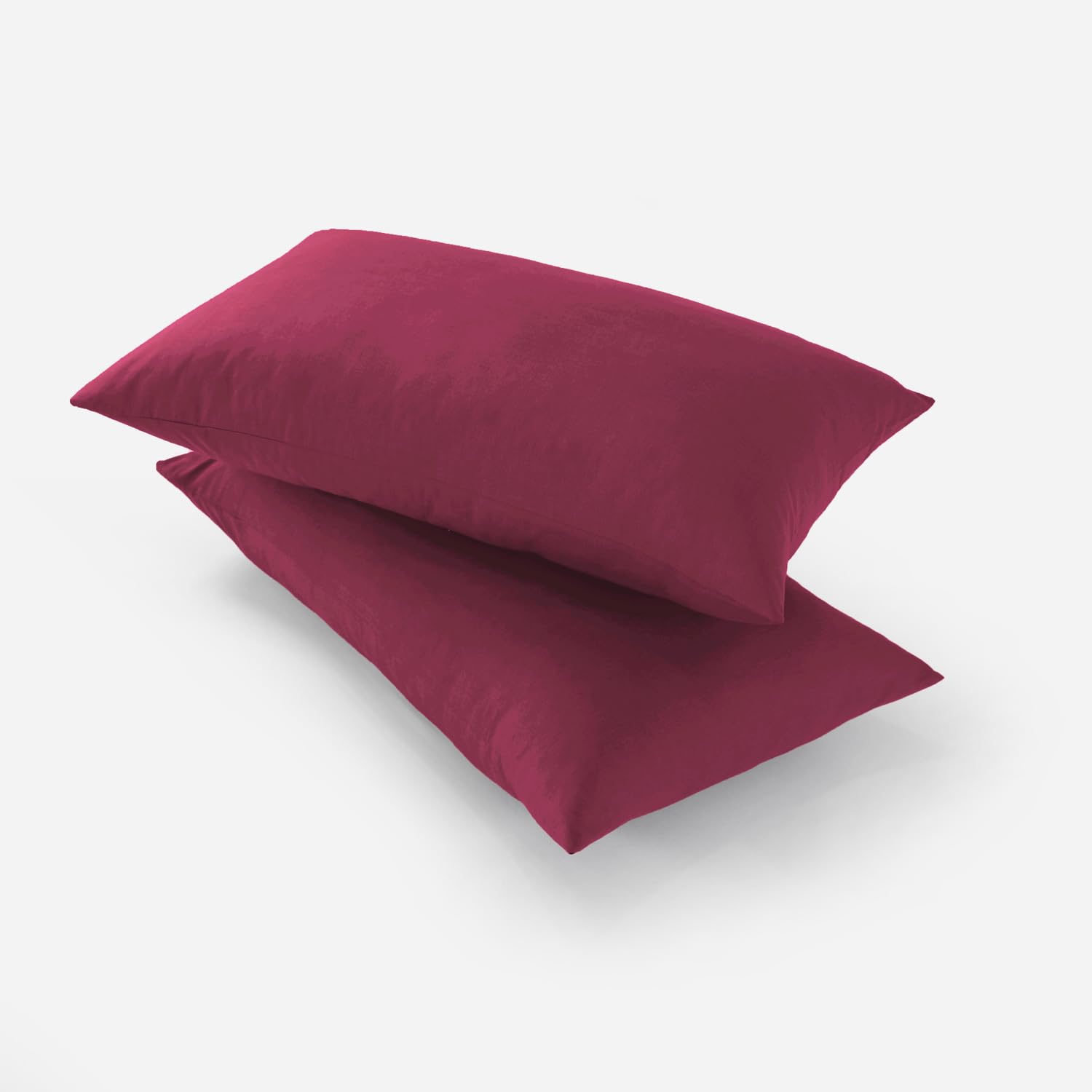 CHARKHAH Pair of Polycotton Standard Housewife Oxford Pillowcases and 100% Cotton Flannel Jersey Pillow Covers Protectors Dyed in Trendy Colors - Image 4