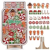 Christmas Wooden Reward Jars for Kids, with Tokens Featuring Patterns of Gingerbread Man, Reindeer, Christmas Tree, Classroom Reward Systems ，Behavior Jar for Boys Girls as Christmas Gifts