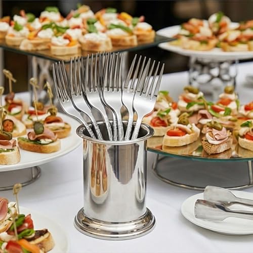 Image of 8.1 inch Sterling Silver Dinner Forks with Floral Printed Handle | 5-Piece Premium Stainless Steel Flatware Set | Elegant Dishwasher-Safe Cutlery for Home, Restaurants, and Gift Giving