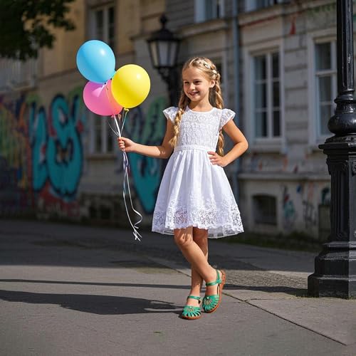 Image of THEE BRON Toddler Girls Closed-Toe Sandals Sweet Retro Cutout Summer Dress Shoes
