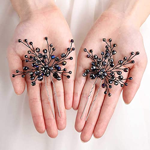 Fairvir - Forcine per capelli con cristalli neri