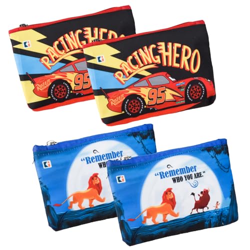 Image of Kuber Industries Pack of 4 Pencil Pouch | Square Stationary Pouch | Pen-Pencil Box for Kids | School Geometry Pouch | Pencil Utility Bag | Disney Pencil Organizer | Red & Blue