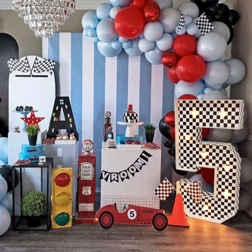 Image of Imprsv Race Car Birthday Party Decorations, 3ft Light Up Marquee Number 5