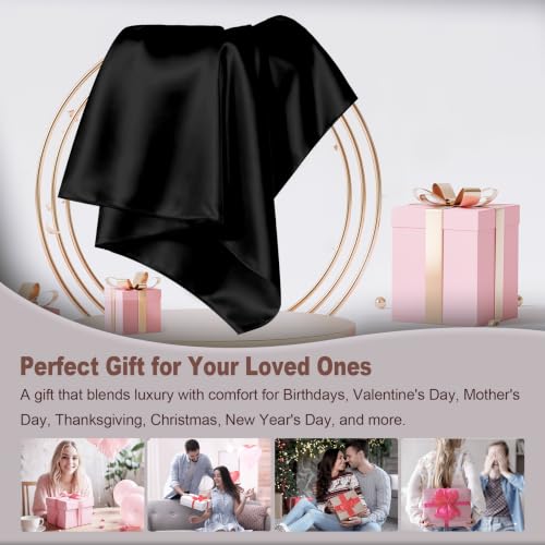 Image of LYSHIN Black Silk Pillowcases 2 Pack King Size with Zipper