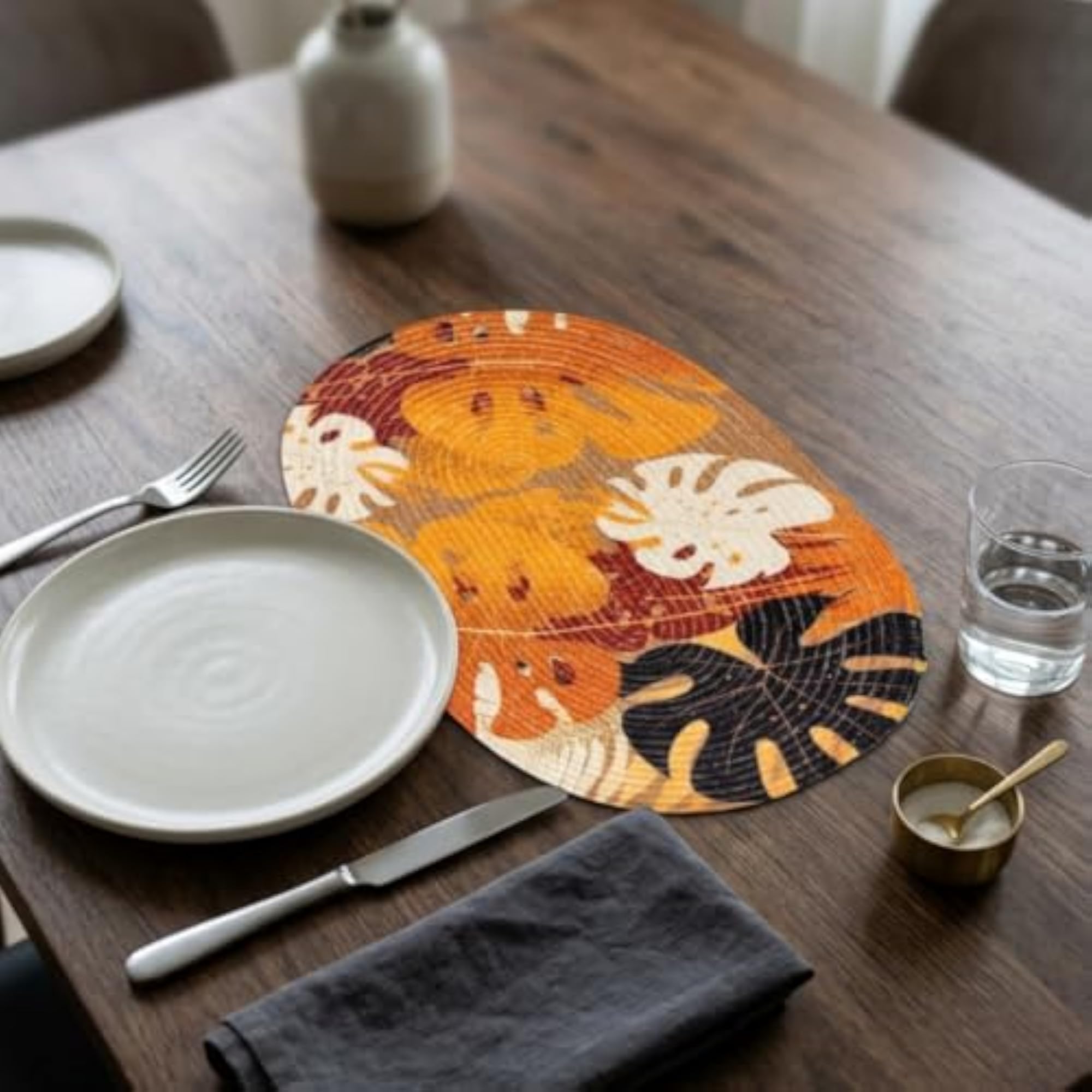 Oval Placemats for Dining Table, Washable Polyester Table Mat
