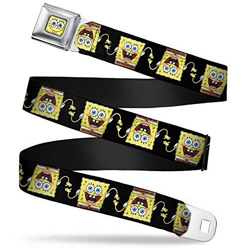 Buckle-Down Seatbelt Belt - SpongeBob 3-D Pose Flip Black - 1.5" Wide