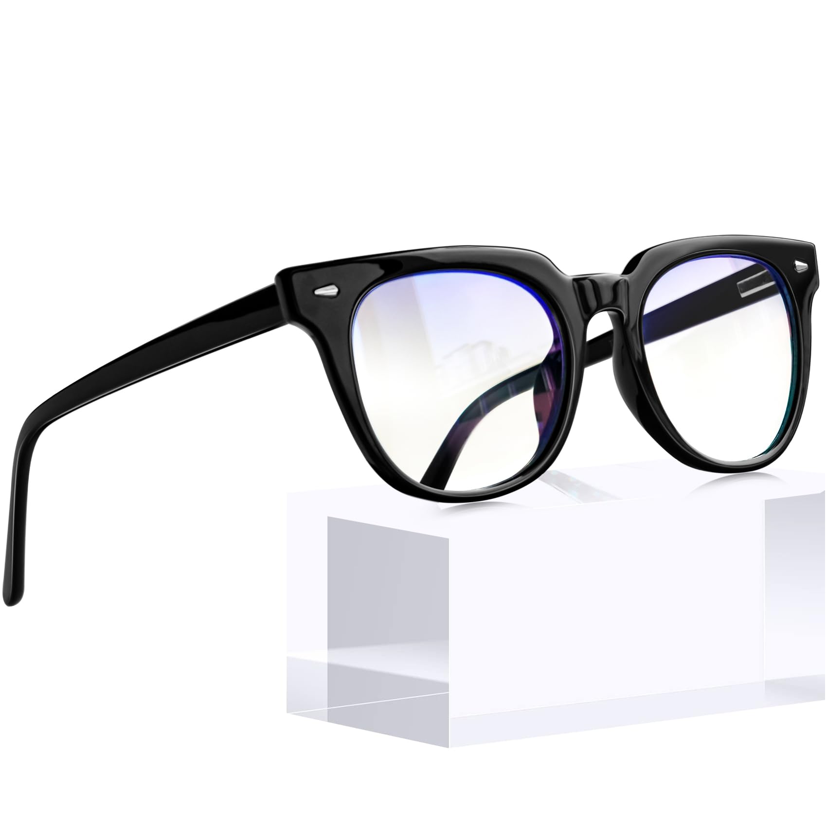 KANASTAL Blaulichtfilter Brille Ohne Sehstärke TR90 Anti Blaulicht Brille Herren und Damen Blue Light Glasses UV 400 Schut, Glänzend Schwarz