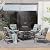 Grand patio Outdoor 5 Pieces Furniture Set, Rocking Chairs, 4 Motion Patio Chairs, and 32” Wood Burning Fire Pit Table, Gray