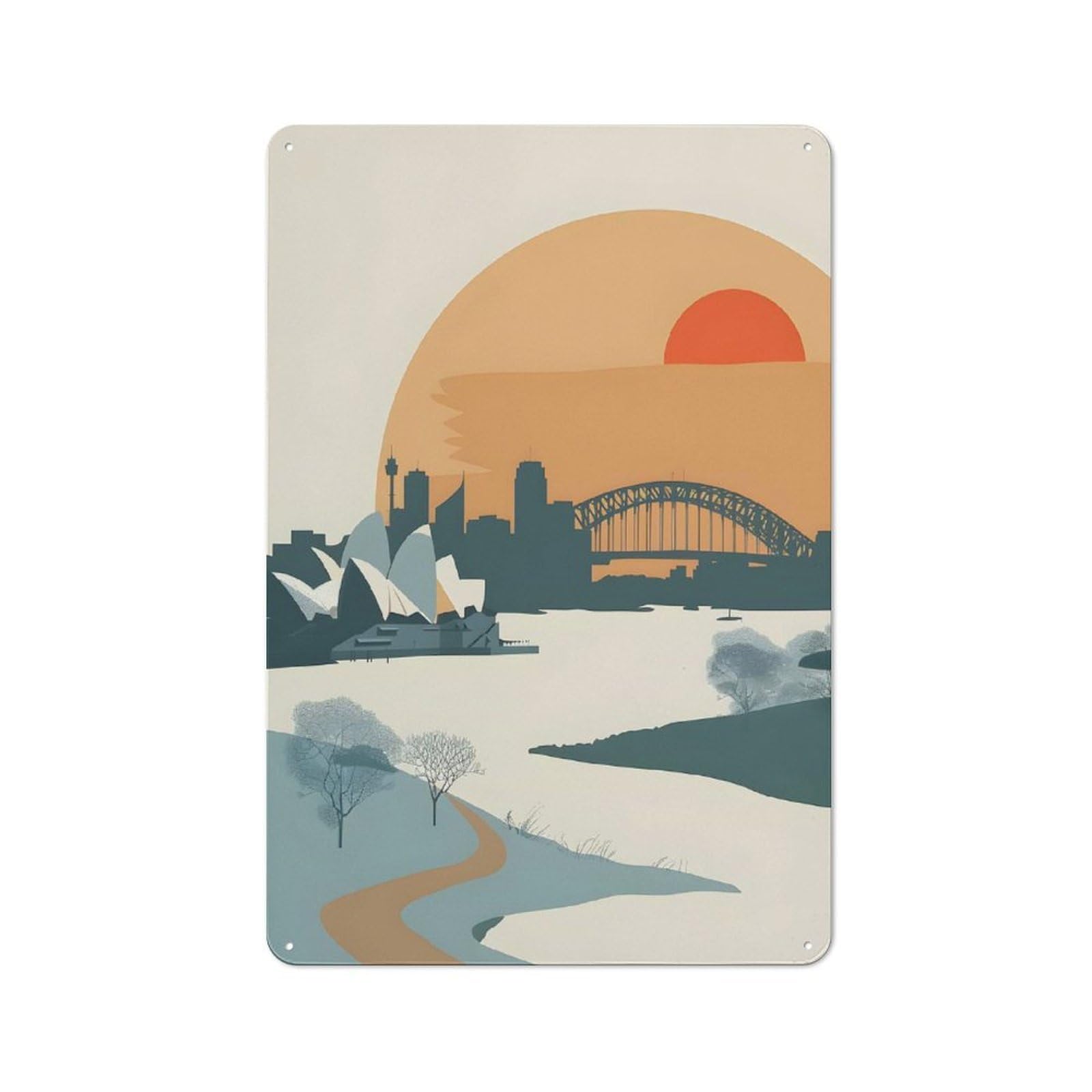 Junmoney Australia Sydney City Metal Plaque 30X20cm With For Pub Or Café, Retro Decor, For Pub Decor Enthusiasts Refreshing A Room In Autumn