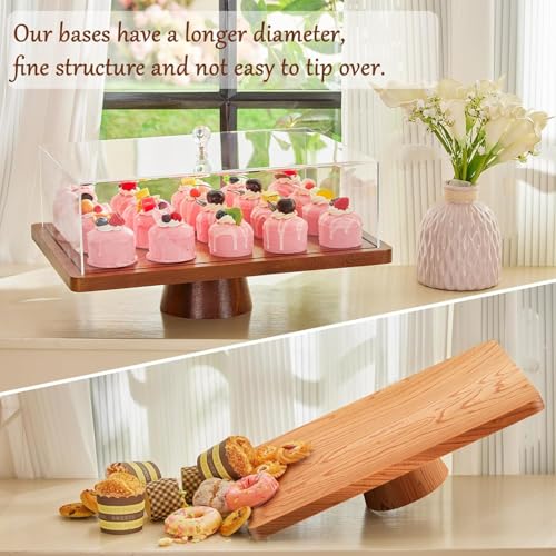 HouseJoy Acacia Wood Cake Stand with Lid-Extra Large 17" Rectangular Cake Holder,2-in-1 Dessert Table Display Set & Charcuterie Board,Acrylic Cake Dome Cover for Cheese/Veggie/Desert /Chips & Dip - Image 5