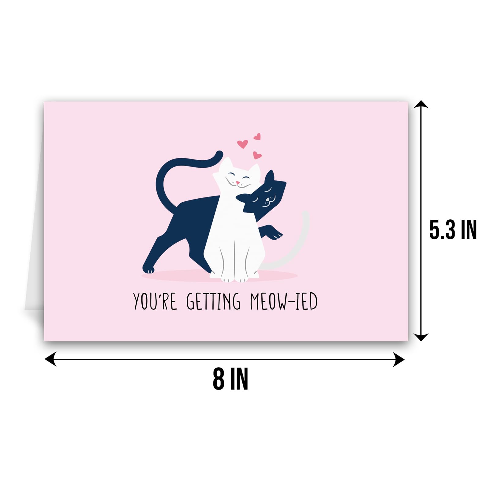 Qiliji Süße Katzen-Verlobungskarte, lustige Hochzeits-Glückwunschkarte, "You're Getting Meow-ied Married" Wortspielkarten