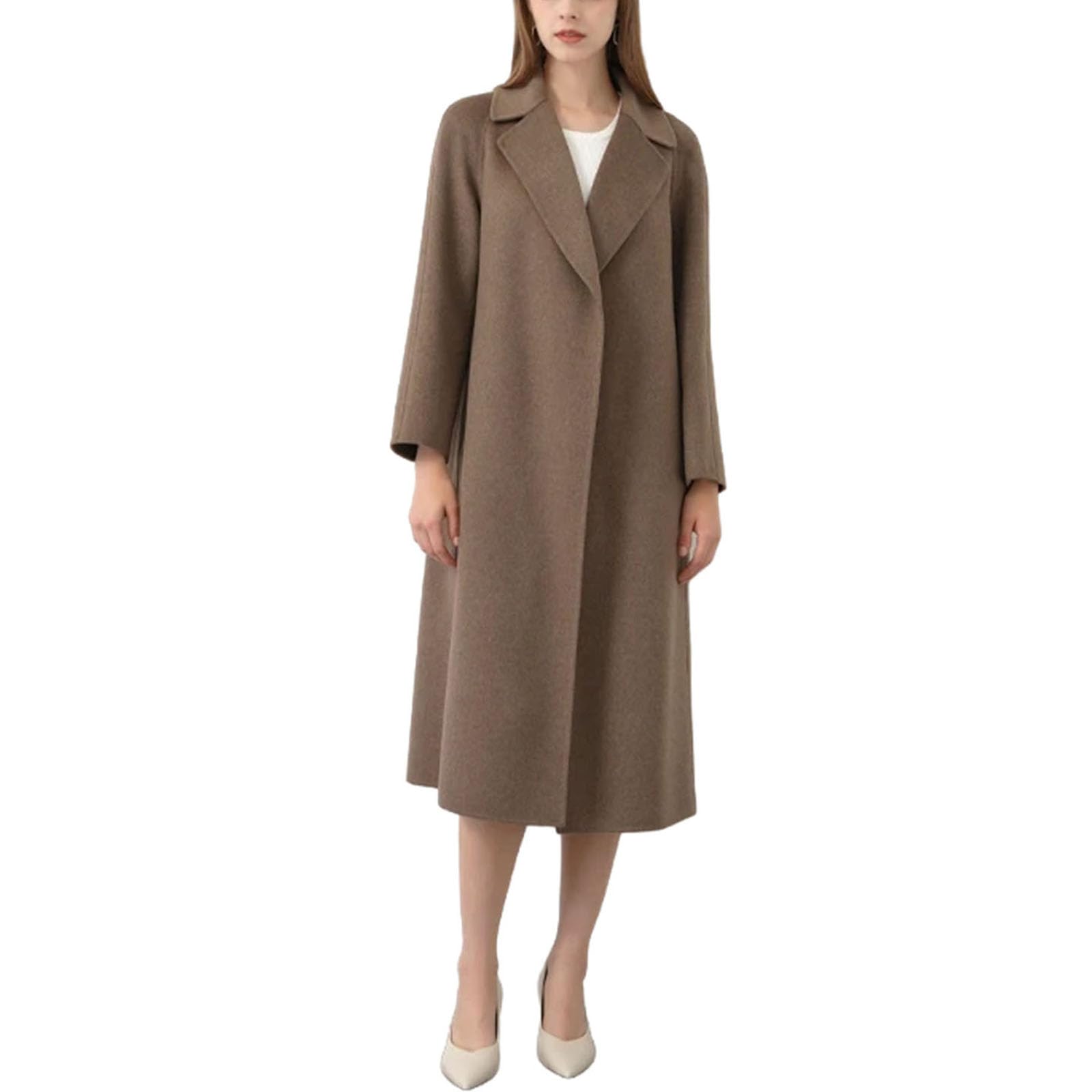 Inverno Doppio Lato Cashmere Cappotto Donna Rosa Lana Vestito Collare Di Mezza Lunghezza Lace-up Cappotto Eleganza Luce