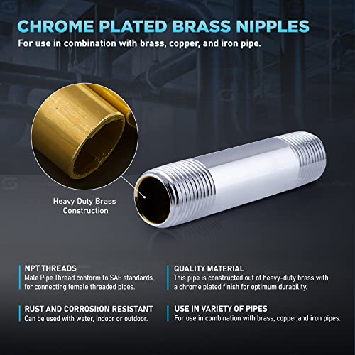 SUPPLYGIANT OQDI5653 3/4 Inch x 3-1/2 Inch Pipe Nipple, Chrome Plated Brass by SUPPLYGIANT - Used condition - Image 4