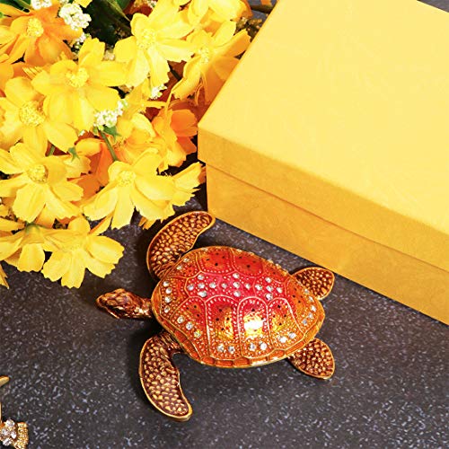 Waltz&F Turtle Figurine Collectible Hinged Trinket Box Bejeweled Hand-Painted Ring Holder #TOP5