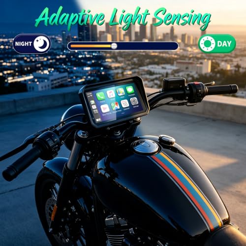 Image of YZW 6 Inch Motorcycle Carplay, GPS Navigation with Android Auto, Siri & Google Assistant /USB Cable /Bluetooth 5.2 /TMPS /Anti-Glare /Voice Control /IP69K Waterproof Touchscreen /Light Sensor /Magnetic Mount