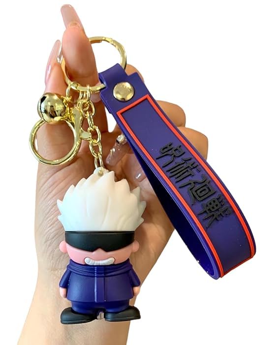 Blue AuraJujutsu Keychain With Hook For Anime Fans Multicolour Key Chains For Car Bike Or Gifting