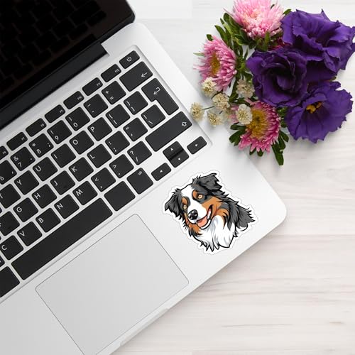 Image of Australian Shepherd Dog Sticker Cute Aussie Shepherd Vinyl Decal Waterproof Dog Lover Sticker for Laptop Water Bottle Car Window Notebook Pet Lover Puppy Gift