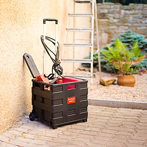 Relaxdays Einkaufstrolley, Klappbar, Einkaufsroller bis 35 kg, Verstellbarer Griff, Mit Rollen, HBT: ca. 100 x 42 x 37 cm, schwarz