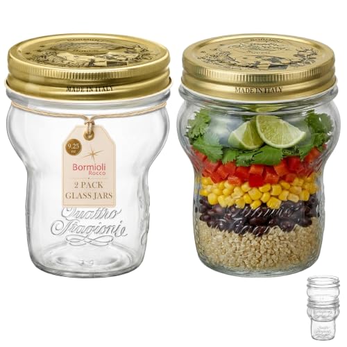 Bormioli Rocco Quattro Stagioni - Barattoli piccoli in vetro (set da 2) – Contenitori riutilizzabili per alimenti da 260 ml con coperchio avvitabile – Barattoli impilabili a bocca larga per spezie