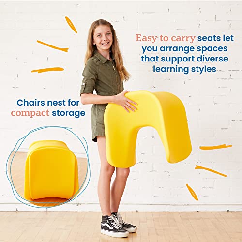 Image of ECR4Kids Wave Seat Perch Stool, 18in - 19.6in Seat Height, Flexible Seating, Yellow