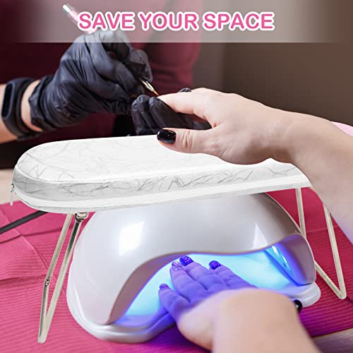 Coldairsoap Nail Pillow Hand Rest With Bracket, Professional Manicure Arm Stand Holder For Nails Art Diy Foldable Microfiber Leather Nail Hand Rest Cushion For Nail Salon Technician (White) #TOP5
