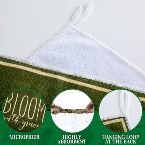 Image of Bencailor 6 Pcs Spring Floral Kitchen Towels Decorative Sets Dish Towels Absorbent Fast Drying Hand Tea Vintage Hanging Reusable Cleaning Dishcloths for Cooking Farmhouse Bathroom Accessory