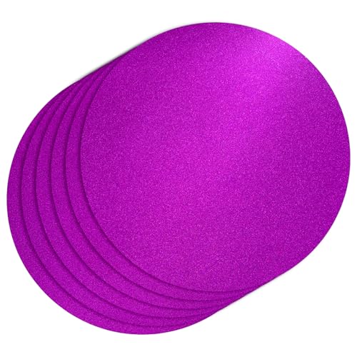 30 PCS Purple Paper Placemats Round Place Mat Glitter Disposable Paper Charger Doilies Tablemats for Birthday Wedding Halloween Banquet Party Dinner Table Decor(13x13inch)