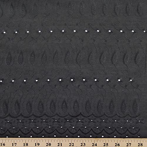 Luxurious Black Eyelet Leaf Cotton Embroidered Fabric - 100% Cotton, 42-Inch by the Yard for Elegant DIY Projects 3 Luxurious Black Eyelet Leaf Cotton Embroidered Fabric - 100% Cotton, 42-Inch by the Yard for Elegant DIY Projects - Image 2