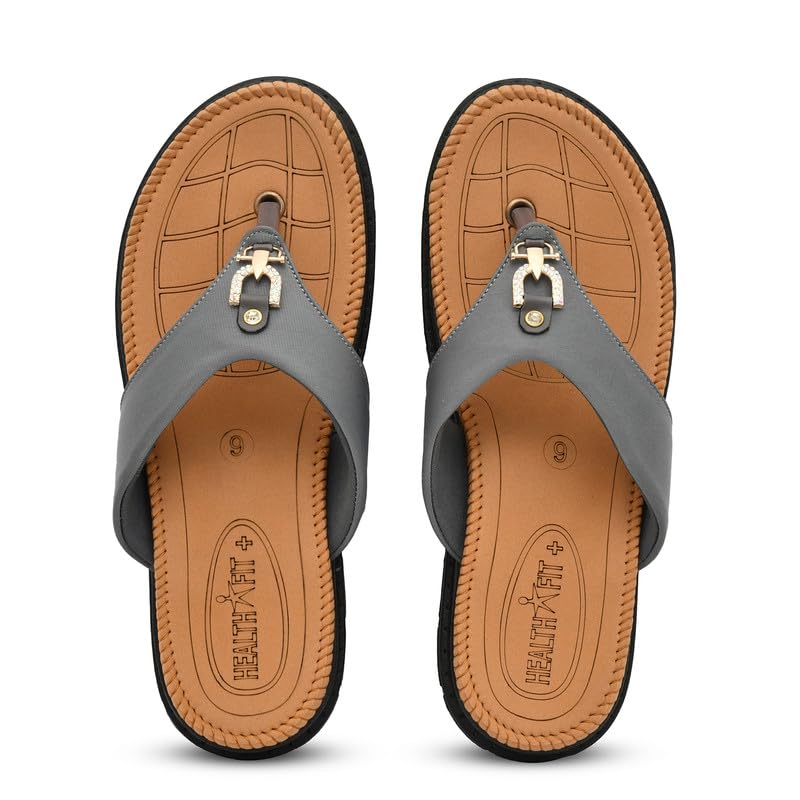 Image of HEALTH FIT Diabetic & Orthopedic with Super Extra Soft Ortho Care Anti-Skid Doubleu Flip-Flops for women Slippers /Doctor Chappal & Footwear HF329