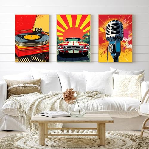Image of cupmod 6 Packs Vintage Paint by Numbers Kit for Adults,Retro Funny Adults Paint by Number Kits on Canvas Without Frame,Easy Acrylic Oil Painting by Numbers Kit for Home Wall Decor 9.8x13.8inch
