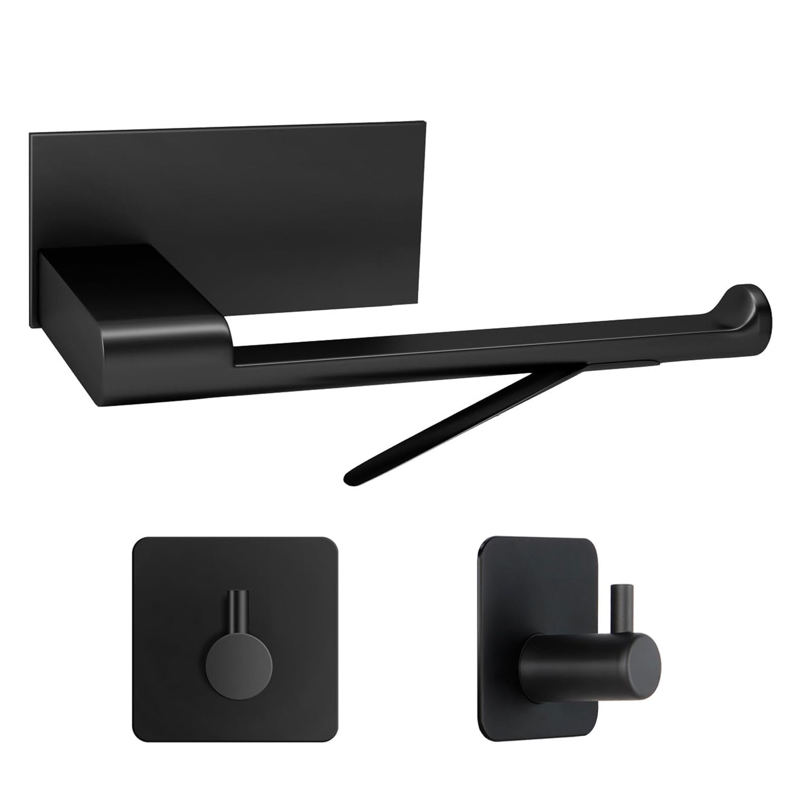 Toilet Paper Holder No Drilling Required,Selbstklebend Klopapierhalter WC Papierhalter Edelstahl Toilettenpapierrollenhalter mit 2 Stück Handtuchhaken für Küche und Badzimmer