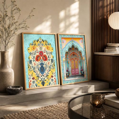 Image of kotart - Indian Wall Art Home Decor Frames Framed Wall Painting for Home Room Bedroom Office Decor Paintings For Decoration Pichwai Art Painting Decoration Poster With frames Traditional Indian Madhubani Paintings Living Room set of 2 (2, (35x37 Inch), Framed)