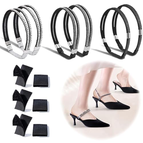 Elastic High Heels Shoe Straps, Elastic Shoe Ankle Straps, High Heel Anti-Loose Straps, Replacement Ankle Straps for Heels, Shoe Straps for Heels Detachable Shoe Straps (3 Pairs 04)