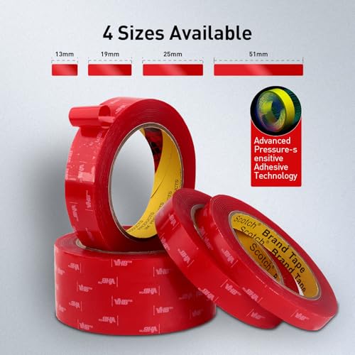 Image of 3M Double Sided Tape, Heavy Duty, 0.5 inch x 13.8Ft, 4910, Clear | Heavy Duty, Acrylic Permanent Adhesive, Waterproof Foam Tape for Home Office Car, Decorative Materials and Trims