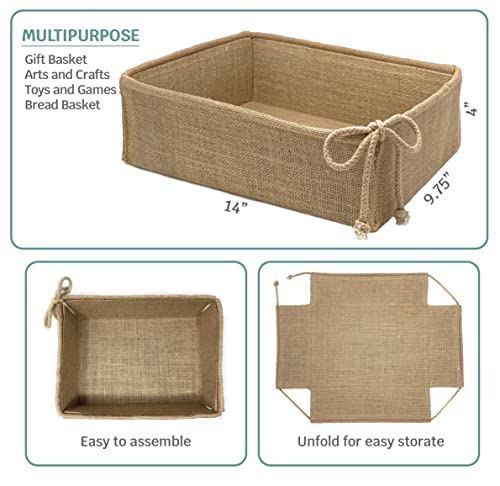 CB-Accessories-Decorative-Basket-Rectangular-Burlap-Fabric-Storage-Bin-Collapsible-Organizer-for-Home-Decor-and-Gifts-Large-14-x-975-x-4-inches CB Accessories Decorative Basket Rectangular Burlap Fabric Storage Bin Collapsible Organizer for Home Decor and Gifts Large 14 x 975 x 4 inches