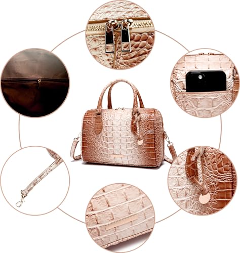 Image of Makcr Joacbv Top-Handle Crocodile Purses For Women Crossbody Leather Bags Trendy Large Capacity Tote with Shoulder Strap