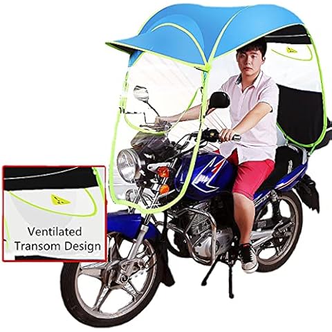 YUANXIN Motorcycle Awning Canopy E-Bike Carport Awning Canopy Storage Battery Car Motorcycle Rain Shelter Transparent Umbrella Carport (Blue) Cover