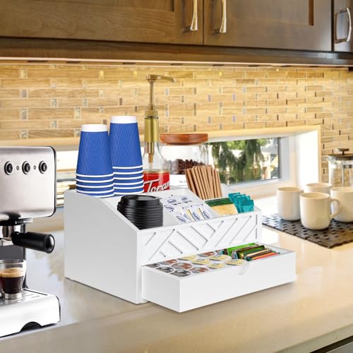 image for Jorkol Coffee Bar Organizer with Drawer, Coffee Station Organizer for 