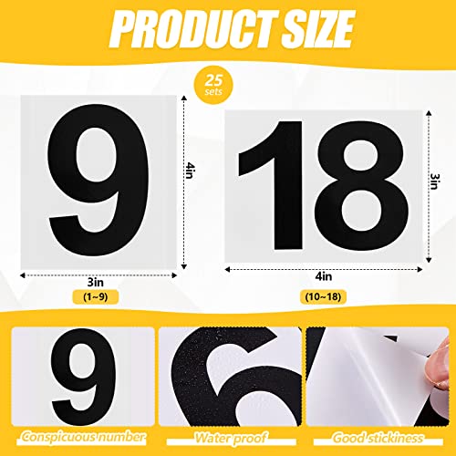 image for Jexine 450 Pcs 1-18 Athletes Hip Numbers 25 Set Each in Sequence 1 thr