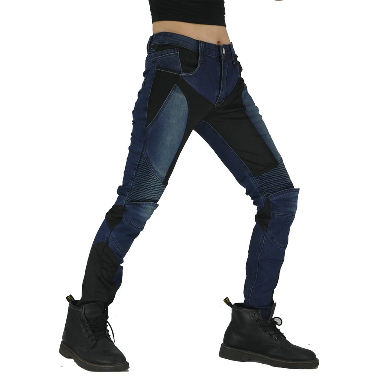 Jeans Da Motociclista Per Donna Per Casual E Moto Fodera In Armatura (Blue,XS)