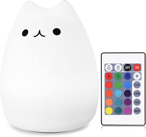 WoneNice Linda luz nocturna de silicona con control remoto, luces nocturnas de silicona Kawaii que cambian de color, regalo para mujeres, mamá,