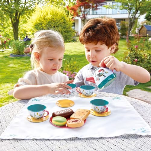 Hape Spielset Teestunde, Tee-Set mit Koffer, Küchenzubehör, auch für unterwegs