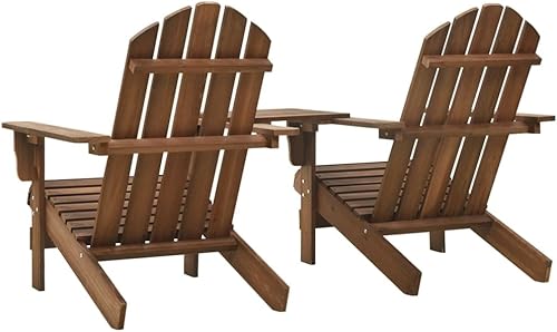 Miniatura 4 de Sillas de césped, muebles de porche, juego de muebles de patio, sillas Adirondack con mesa de té, madera maciza, abeto marrón para cocina al aire