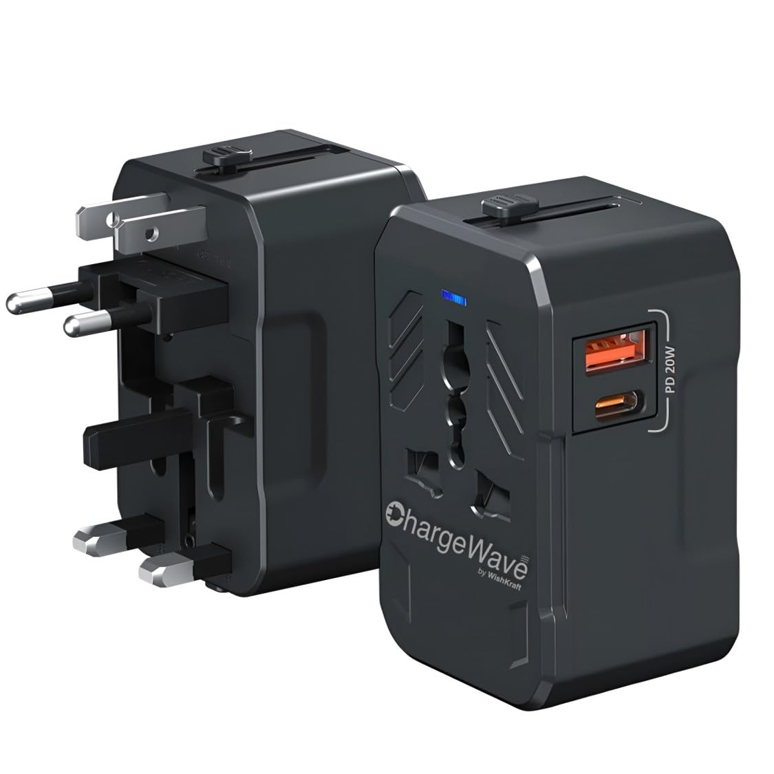 wishkraft ChargeWave Universal International Travel Adapter, 3 in 1 Worldwide Plug Socket Wall Fast Charger with 2 USB Ports 20W Multi Type Power Adapter, 100-250 Voltage, 1500W Max Power Output, 210+ Countries-picture-24