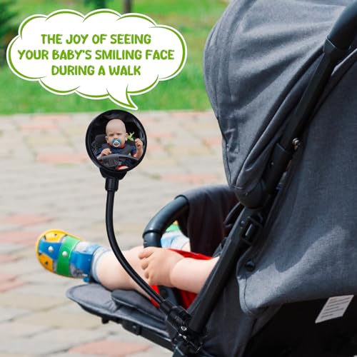 Image of Stroller Mirror, Stroller Accessories Easily Attaches to Most Strollers for See Your Baby, the Perfect Companion for Walking and Jogging Parents