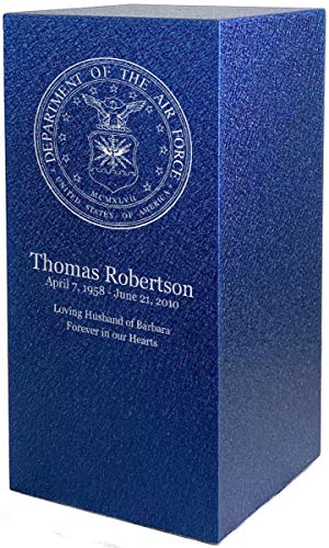 Air Force Personalized Cremation Urns for Human Ashes | Metal Funeral Urn for Adult Men and Women | Custom Engraved | Made in USA by Amaranthine Urn Company | Color Options Available